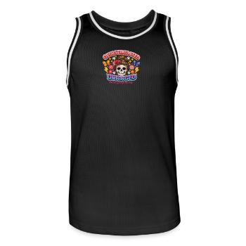 Overstimulated Unhinged Patch Skull - Men's Basketball Jersey - black/white - Front - AI Model Male 185 dark (185cm)