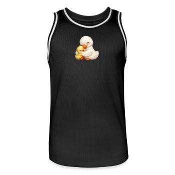 Mutter-Ente kuschelt mit ihrem Baby - Männer Basketball-Trikot - Schwarz/Weiß - Vorne - AI Model Male 185 dark (185cm)