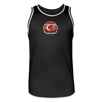 Grunge Turkish Flag - Men's Basketball Jersey - black/white - Front - AI Model Male 185 dark (185cm)