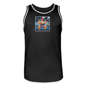 Collection de dessins animés GIDAGI Fitness - Maillot de basket Homme - noir/blanc - Devant - AI Model Male 185 dark (185cm)