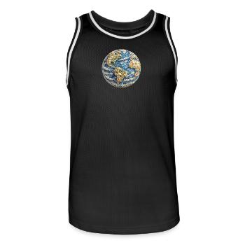 Globe terrestre en mosaïque de coquillage - Maillot de basket Homme - noir/blanc - Devant - AI Model Male 185 dark (185cm)