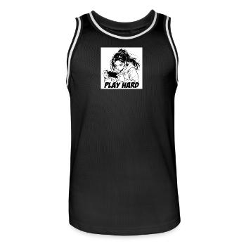 Play Hard Manga Gamer - Maillot de basket Homme - noir/blanc - Devant - AI Model Male 185 dark (185cm)
