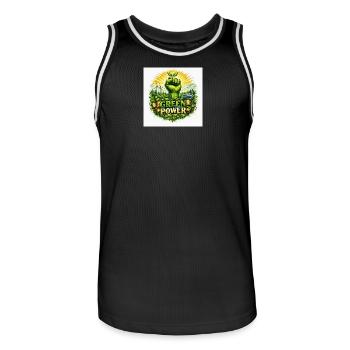 green power - Men's Basketball Jersey - black/white - Front - AI Model Male 185 dark (185cm)