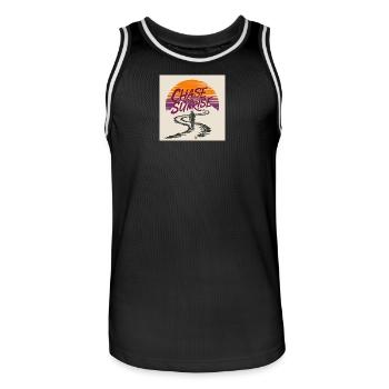 À la poursuite de l'aventure du lever du soleil - Maillot de basket Homme - noir/blanc - Devant - AI Model Male 185 dark (185cm)