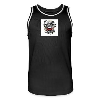 Break the Silence - Men's Basketball Jersey - black/white - Front - AI Model Male 185 dark (185cm)