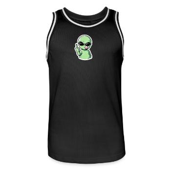 Extraterrestre avec lunettes de soleil Groove de fellation - Maillot de basket Homme - noir/blanc - Devant - AI Model Male 185 dark (185cm)