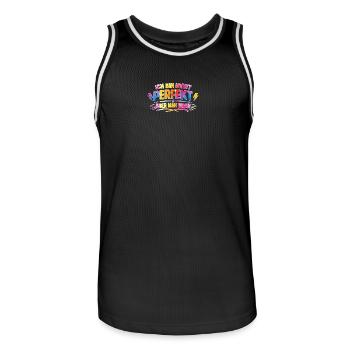 Je ne suis pas parfait mais presque - Maillot de basket Homme - noir/blanc - Devant - AI Model Male 185 dark (185cm)