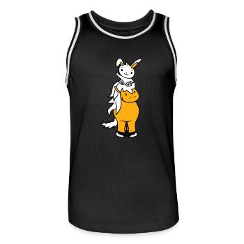 Bunny Horse Riding Rider Pony Horse Waving Cute - Men's Basketball Jersey - black/white - Front - AI Model Male 185 dark (185cm)