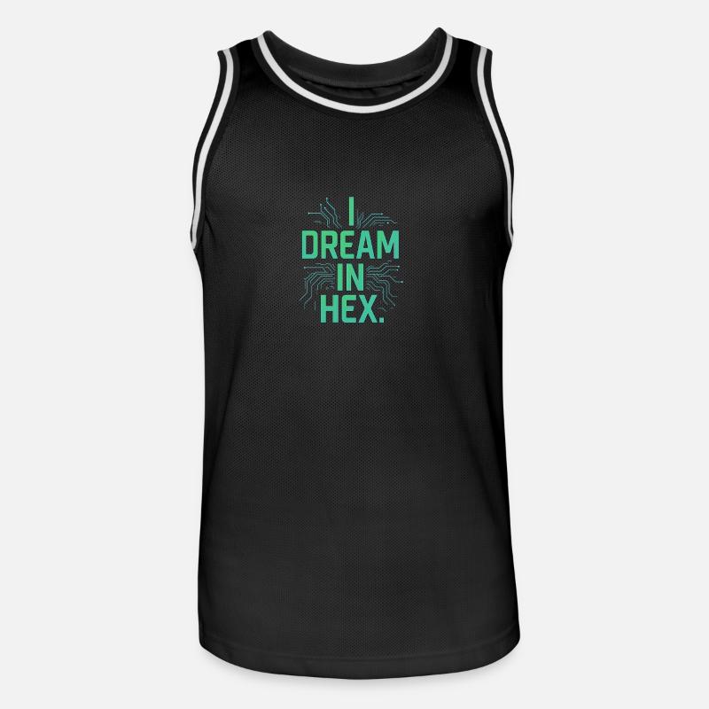 I Dream in Hex – Nerdy Coder T-Shirt for Devs - Men's Basketball Jersey - black/white