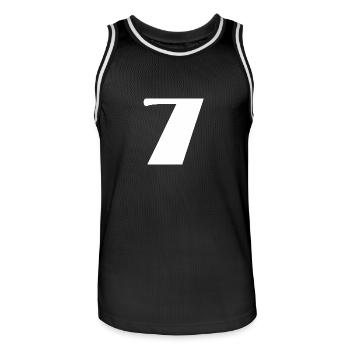 7 ANS. 7e ANNIVERSAIRE. ANNIVERSAIRE 7 ANS. 7 - Maillot de basket Homme - noir/blanc - Devant - AI Model Male 185 dark (185cm)