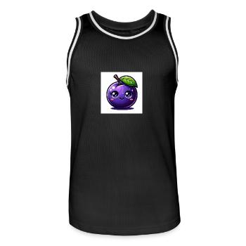 Pflaume lila - Männer Basketball-Trikot - Schwarz/Weiß - Vorne - AI Model Male 185 dark (185cm)