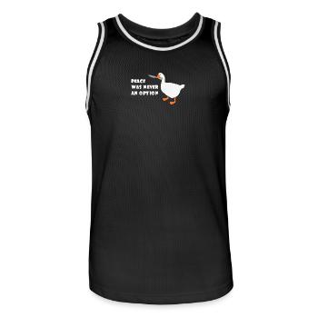 Goose – Frieden war nie eine Option - Männer Basketball-Trikot - Schwarz/Weiß - Vorne - AI Model Male 185 dark (185cm)