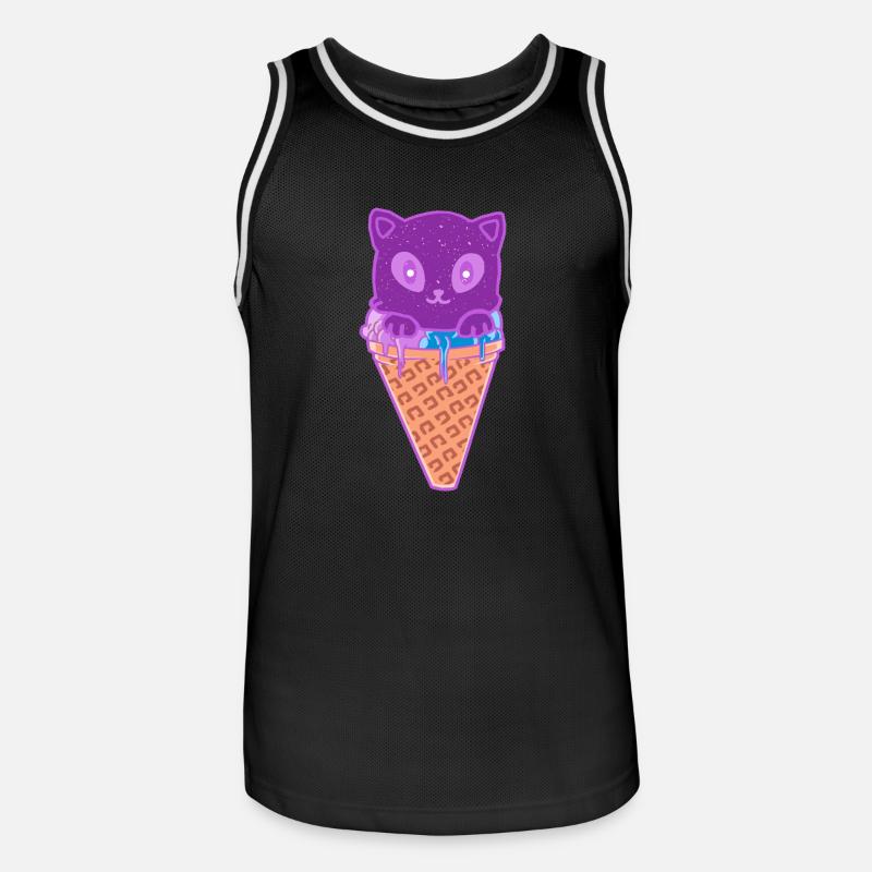 Katze Eiskreme Eiscrem - Männer Basketball-Trikot - Schwarz/Weiß