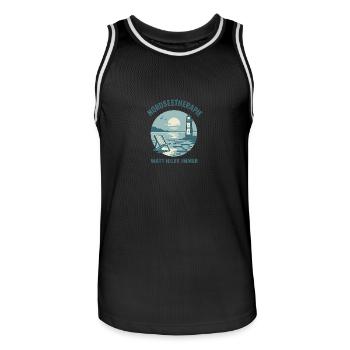 Nordseetherapie - Watt hilft immer - Männer Basketball-Trikot - Schwarz/Weiß - Vorne - AI Model Male 185 dark (185cm)