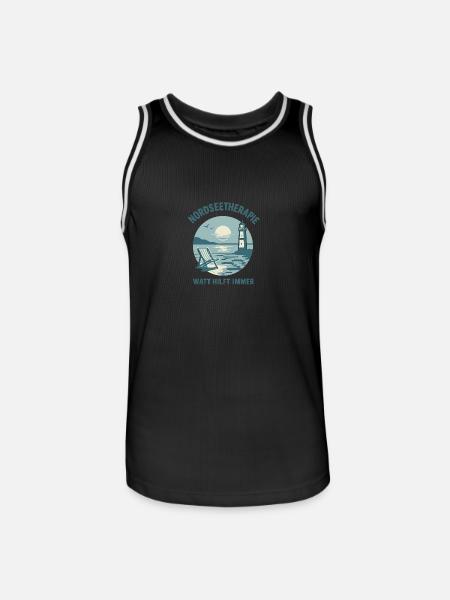 Nordseetherapie - Watt hilft immer - Männer Basketball-Trikot - Schwarz/Weiß