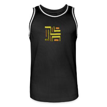 Yellow Paint Maze - Men's Basketball Jersey - black/white - Front - AI Model Male 185 dark (185cm)