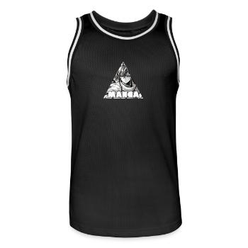 Manga - Männer Basketball-Trikot - Schwarz/Weiß - Vorne - AI Model Male 185 dark (185cm)