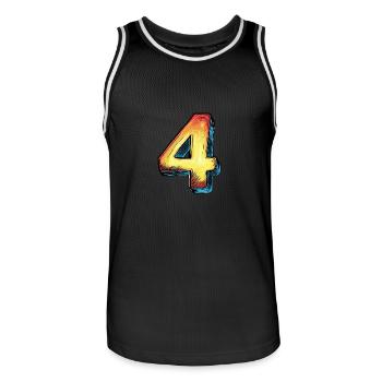 4 Number Comic - Men's Basketball Jersey - black/white - Front - AI Model Male 185 dark (185cm)