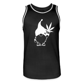 Süßer Hanf Gnom/Zwerg mit Cannabisblatt - Männer Basketball-Trikot - Schwarz/Weiß - Vorne - AI Model Male 185 dark (185cm)