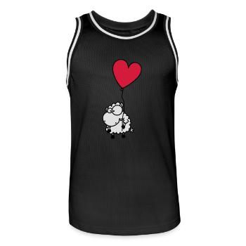 Liebes Schaf - mit Herz Ballon - Männer Basketball-Trikot - Schwarz/Weiß - Vorne - AI Model Male 185 dark (185cm)