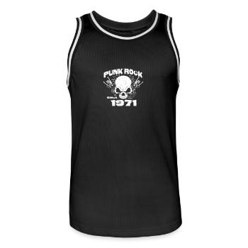 53e anniversaire - Punk Rock depuis 1971 Skull Rock - Maillot de basket Homme - noir/blanc - Devant - AI Model Male 185 dark (185cm)