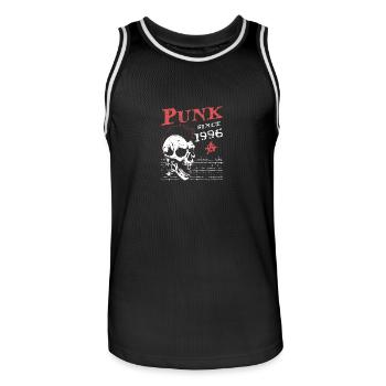 28 Years Old and Still Punk, Punks Not Dead, Punk - Men's Basketball Jersey - black/white - Front - AI Model Male 185 dark (185cm)