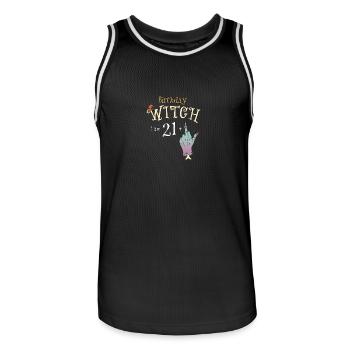 22ème Anniversaire Sorcière Drôle Halloween, 22 ans - Maillot de basket Homme - noir/blanc - Devant - AI Model Male 185 dark (185cm)
