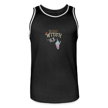 64th Birthday Witch Funny Halloween - Yes It's My - Men's Basketball Jersey - black/white - Front - AI Model Male 185 dark (185cm)
