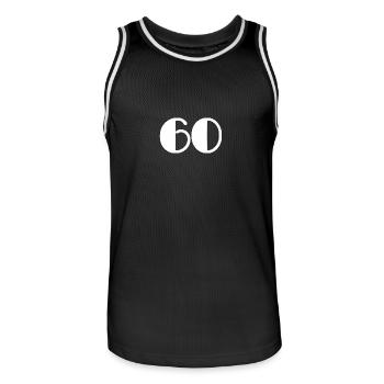 60. ANNIVERSARY. HAPPY BIRTHDAY - Men's Basketball Jersey - black/white - Front - AI Model Male 185 dark (185cm)