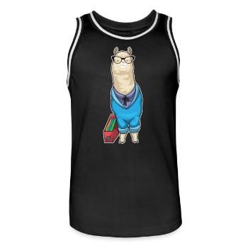 Alpaka Sekretärin Ordner Büro - Männer Basketball-Trikot - Schwarz/Weiß - Vorne - AI Model Male 185 dark (185cm)