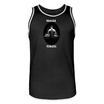 Grill Chill weiß - Männer Basketball-Trikot - Schwarz/Weiß - Vorne - AI Model Male 185 dark (185cm)