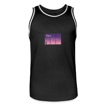 Paris, my love. Souvenir WITH GPS data - Men's Basketball Jersey - black/white - Front - AI Model Male 185 dark (185cm)