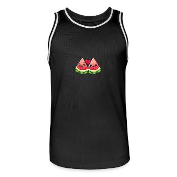 Couple de pastèque amour coeur Saint-Valentin - Maillot de basket Homme - noir/blanc - Devant - AI Model Male 185 dark (185cm)