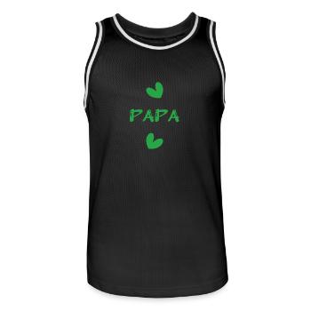 FATHER's DAY. HAPPY BIRTHDAY DAD. DAD. FEAST. HEART - Men's Basketball Jersey - black/white - Front - AI Model Male 185 dark (185cm)