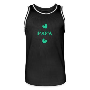 VATERTAG. ALLES GUTE ZUM GEBURTSTAG, PAPA. PAPA. ALLES GUTE ZUM GEBURTSTAG! - Männer Basketball-Trikot - Schwarz/Weiß - Vorne - AI Model Male 185 dark (185cm)