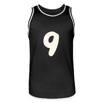 9 - Men's Basketball Jersey - black/white - Front - AI Model Male 185 dark (185cm)
