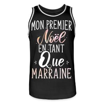 Mon premier noël en tant que marraine cadeau drôle - Maillot de basket Homme - noir/blanc - Devant - AI Model Male 185 dark (185cm)