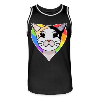 LGBT Katze Japanese Bobtail Regenbogen - Männer Basketball-Trikot - Schwarz/Weiß - Vorne - AI Model Male 185 dark (185cm)