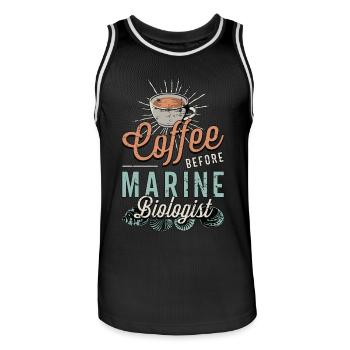 Marine Biologist Coffee Oceanology Coffee Lover - Men's Basketball Jersey - black/white - Front - AI Model Male 185 dark (185cm)