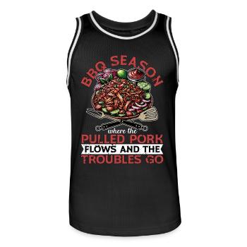Pulled Pork BBQ Season Where The Pulled Grilling - Men's Basketball Jersey - black/white - Front - AI Model Male 185 dark (185cm)