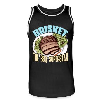 Brisket The BBQ Grilled Meat Brisket Barbecue - Men's Basketball Jersey - black/white - Front - AI Model Male 185 dark (185cm)