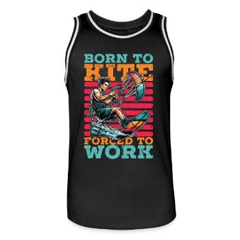 Kiteboarding Born To Kite Forced To Work Kitesurf - Men's Basketball Jersey - black/white - Front - AI Model Male 185 dark (185cm)