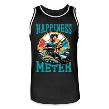 Kiteboarding Happiness Meter Water Sports Surfing - Männer Basketball-Trikot - Schwarz/Weiß - Vorne - AI Model Male 185 dark (185cm)