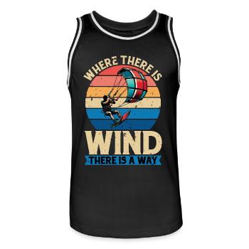 Le kitesurf là où il y a du vent aime le surf - Maillot de basket Homme - noir/blanc - Devant - AI Model Male 185 dark (185cm)