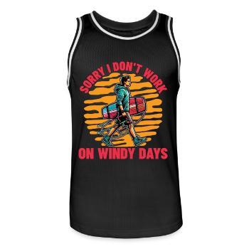 Kiteboarding Sorry I Don't Work Loves Windsurfing - Männer Basketball-Trikot - Schwarz/Weiß - Vorne - AI Model Male 185 dark (185cm)
