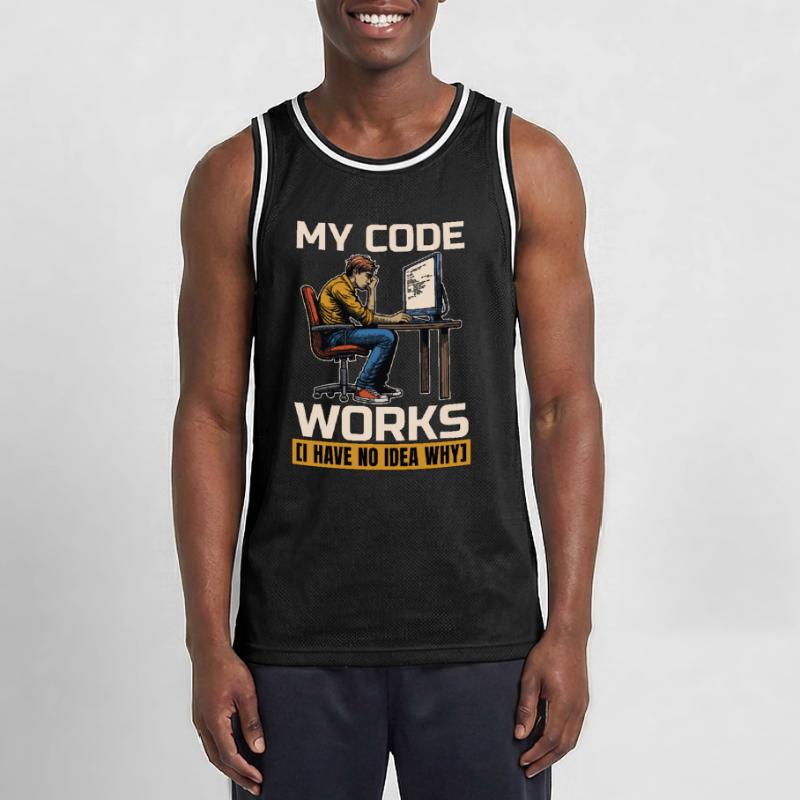Coder My Code Works I Have No Idea Web Developer Men's Basketball Jersey
