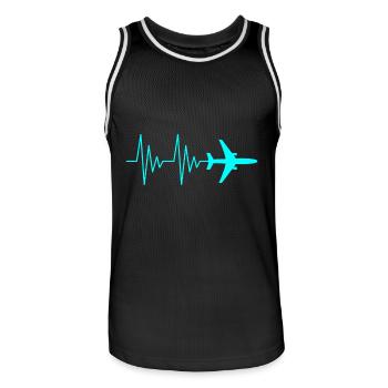 Flugzeug Pilot Herzschlag Wasserblau - Männer Basketball-Trikot - Schwarz/Weiß - Vorne - AI Model Male 185 dark (185cm)