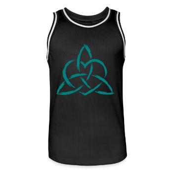 Triquetra Keltisches Herz Knoten Symbol - Männer Basketball-Trikot - Schwarz/Weiß - Vorne - AI Model Male 185 dark (185cm)