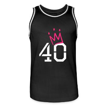 40 - Maillot de basket Homme - noir/blanc - Devant - AI Model Male 185 dark (185cm)