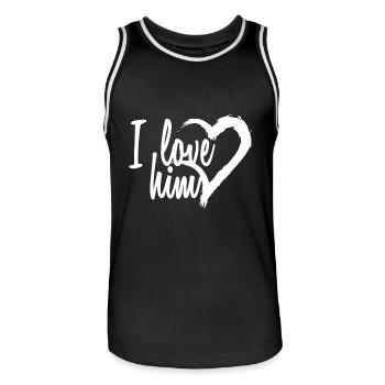 I love him Herz - Männer Basketball-Trikot - Schwarz/Weiß - Vorne - AI Model Male 185 dark (185cm)